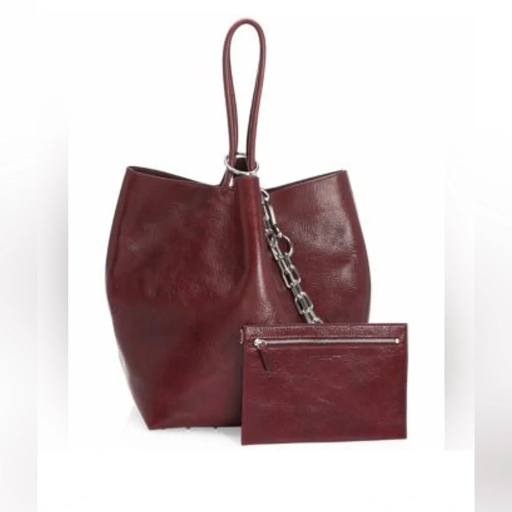 Alexander Wang Roxy Large Leather Tote Bag Burgundy New no tags Rhodium chain